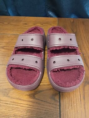 CROCS Burgundy Classic Cozzzy Sandals